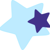 VKS logo grote lichtblauwe ster en kleine donkerpaarse ster